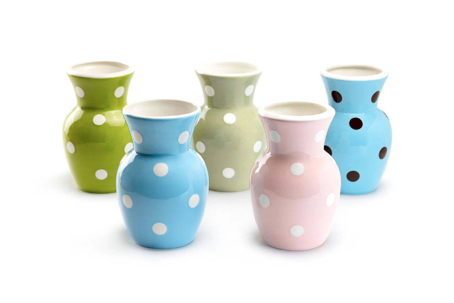 Polka Dots Vase - Brown on Blue