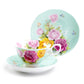 Stechcol Gracie Bone China Rose Bouquet Mint Tea Cup and Saucer Set of 1