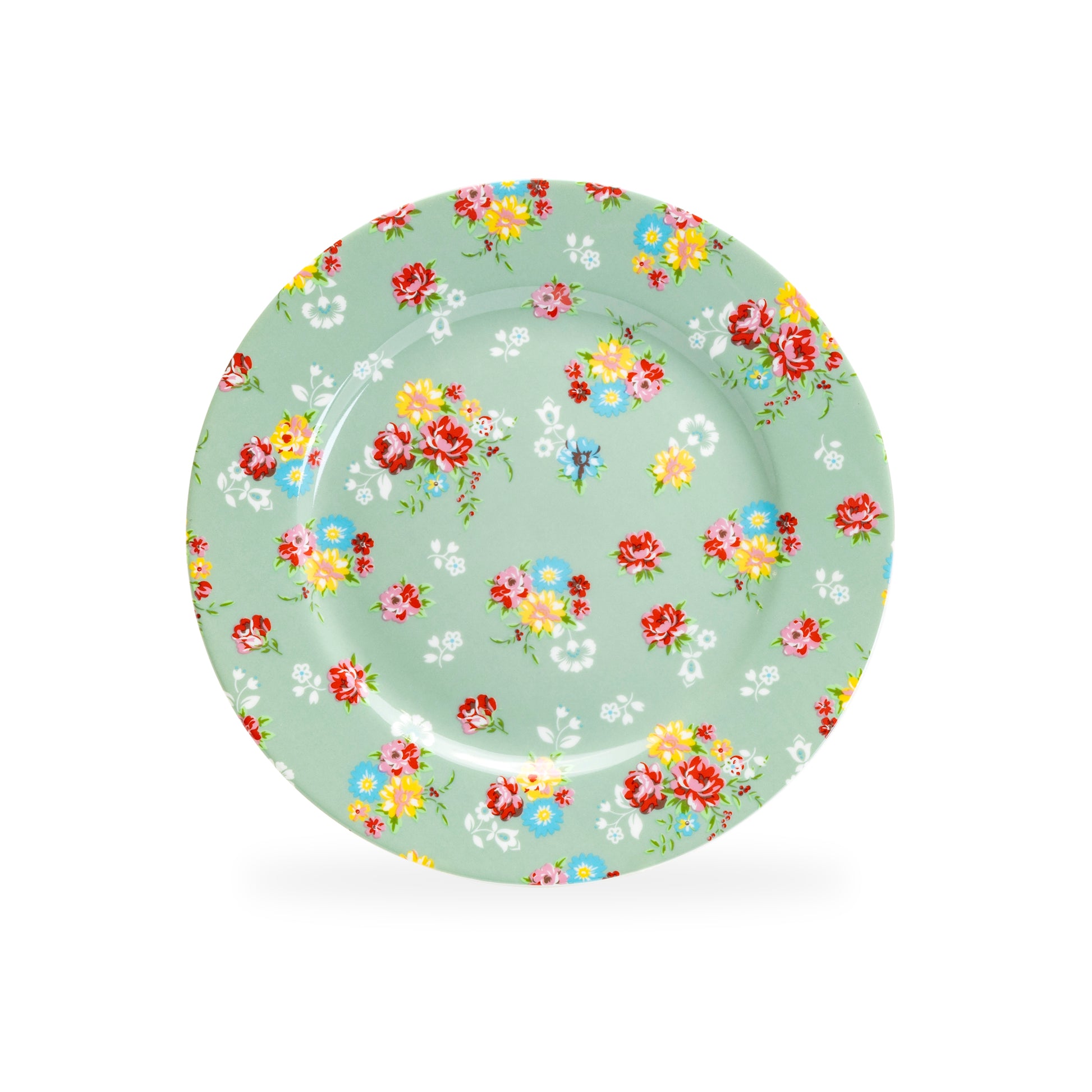 Grace Teaware 8" Green Shabby Rose Dessert Plate