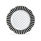 Grace Teaware 9.25" Black Josephine Stripes and Dots Fine Porcelain Dessert Plate