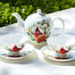 Stechcol Gracie Bone China Cardinal Poinsettia Holiday Christmas 5-piece Tea Set