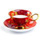 Stechcol Gracie Bone China Gold Red Stem Rose Bone China Tea Cup and Saucer