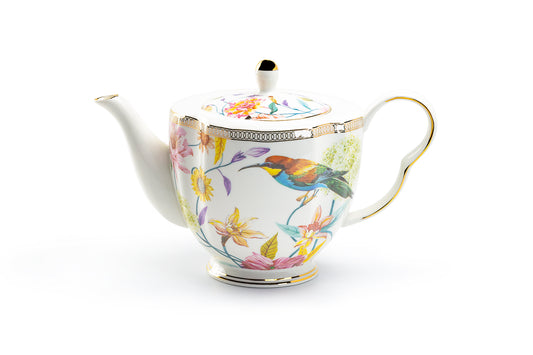 Grace Teaware Spring Flowers Daisy with Hummingbird Fine Porcelain Teapot