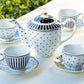 Grace Teaware Black Josephine Stripes and Dots Fine Porcelain 9-piece Tea Set