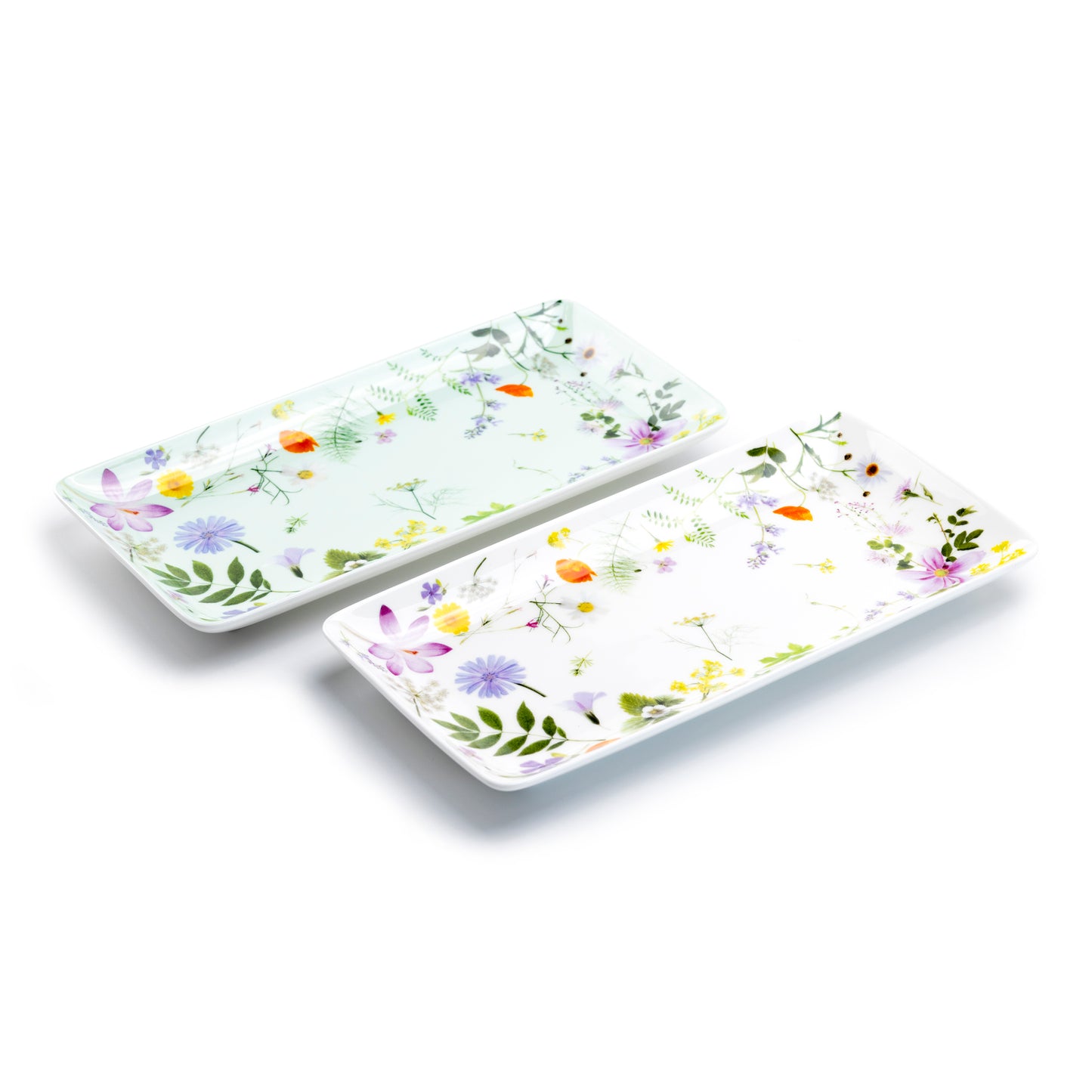 Gracie Bone China 10" Summer Meadow Bone China Serving Tray Set of 2