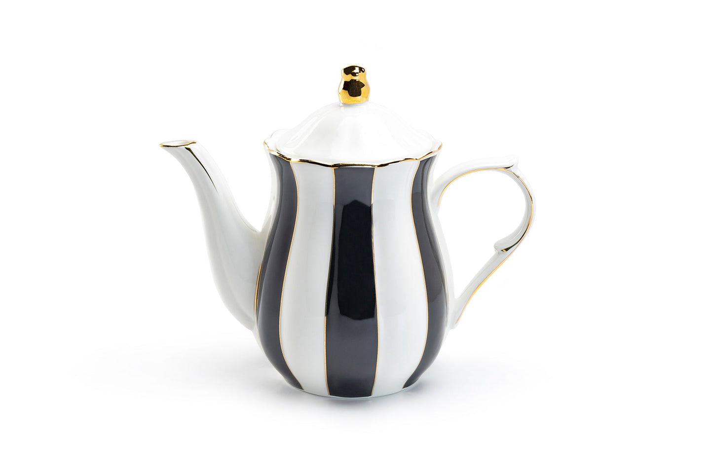 Grace Teaware Black and White Scallop Fine Porcelain Teapot