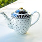 Grace Teaware Black Josephine Stripes and Dots Fine Porcelain Teapot