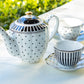 Grace Teaware Black Josephine Stripes and Dots Fine Porcelain 5-piece Tea Set