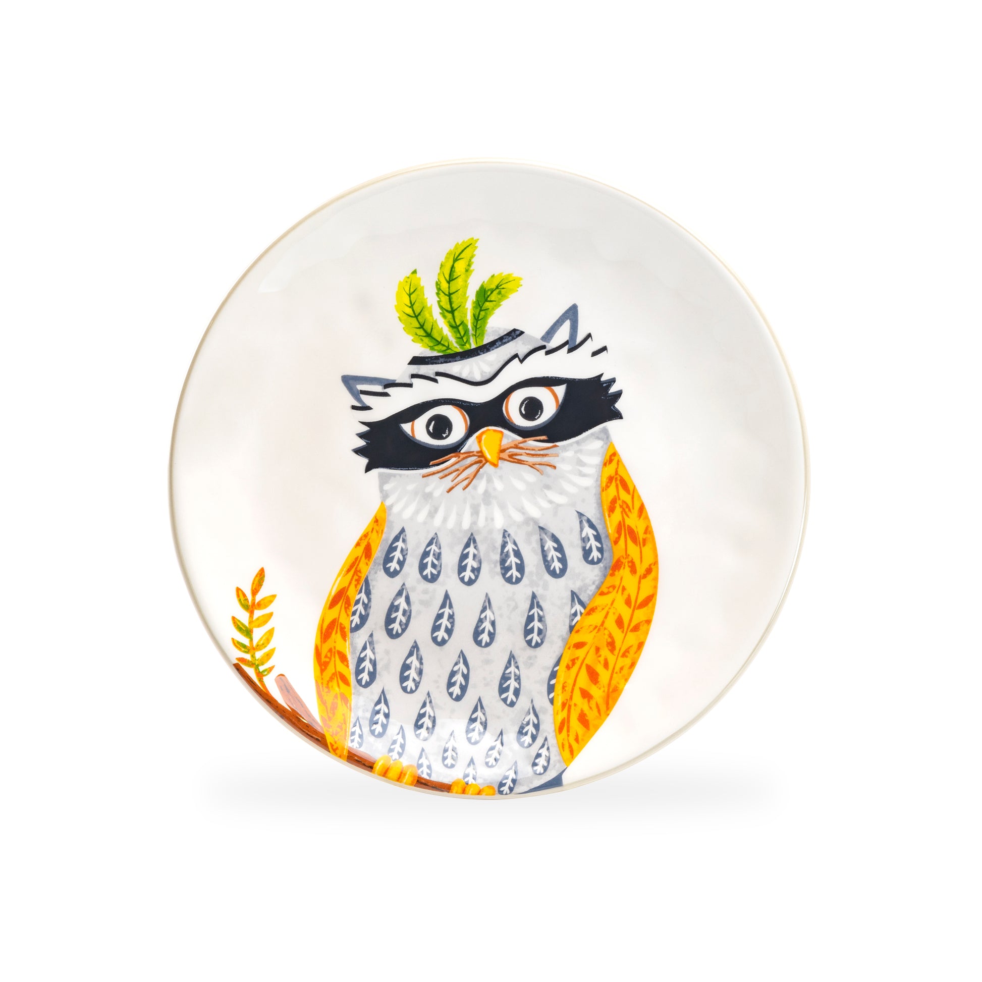 Gracie China Shop 8.5" Assorted Owls Salad / Dessert Plate raccoon owl