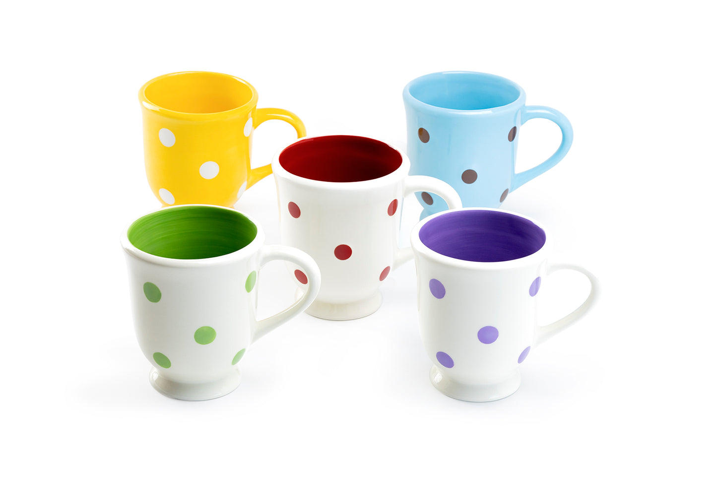 Polka Dots Mug - Brown on Blue