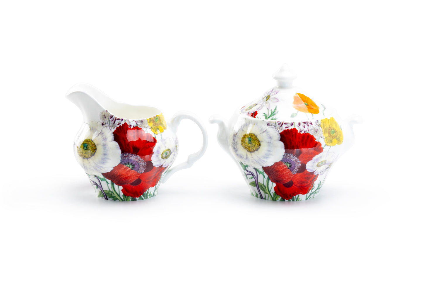 Stechcol Gracie Bone China Poppy Field Sugar & Creamer Set