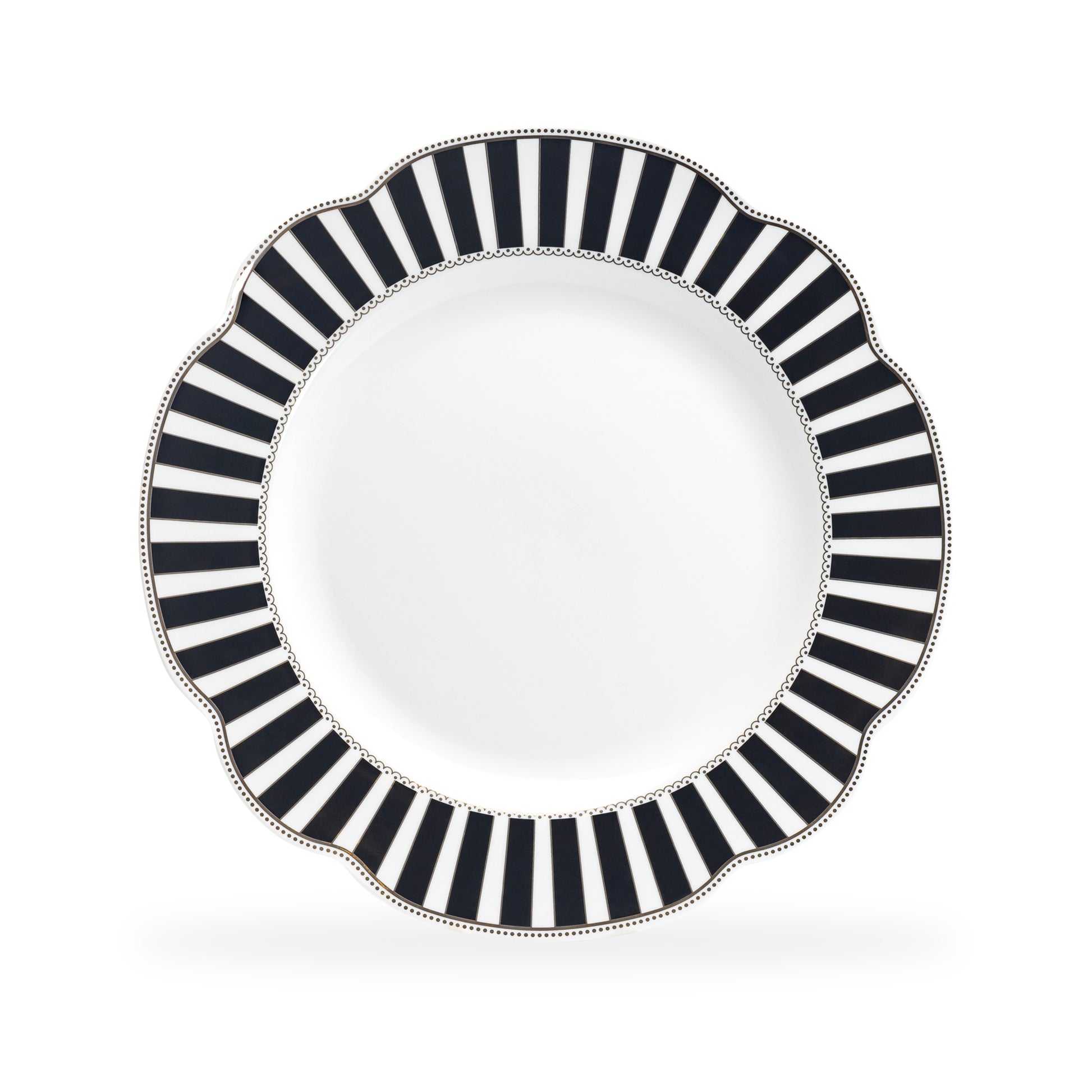 Grace Teaware 11.5" Black Josephine Stripes Fine Porcelain Dinner Plate