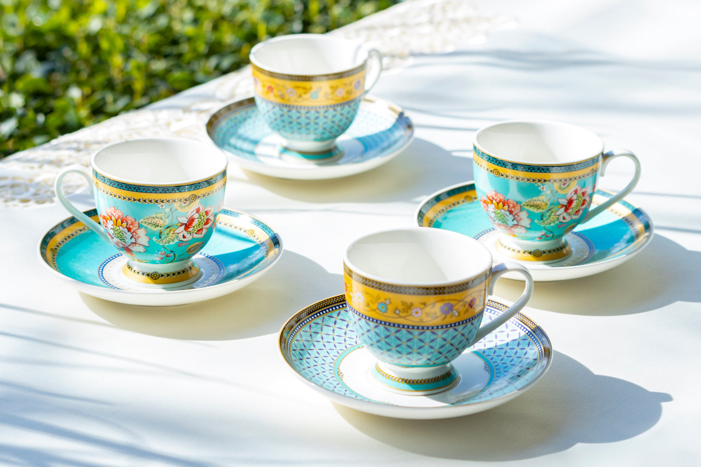 Emperor's Garden Fine Porcelain Cup and Saucer Sets