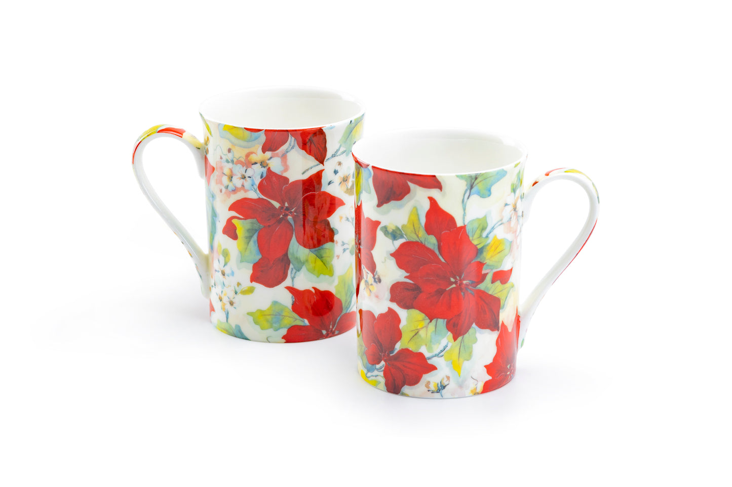 Stechcol Gracie Bone China Poinsettia Bone China Mug Set of 2