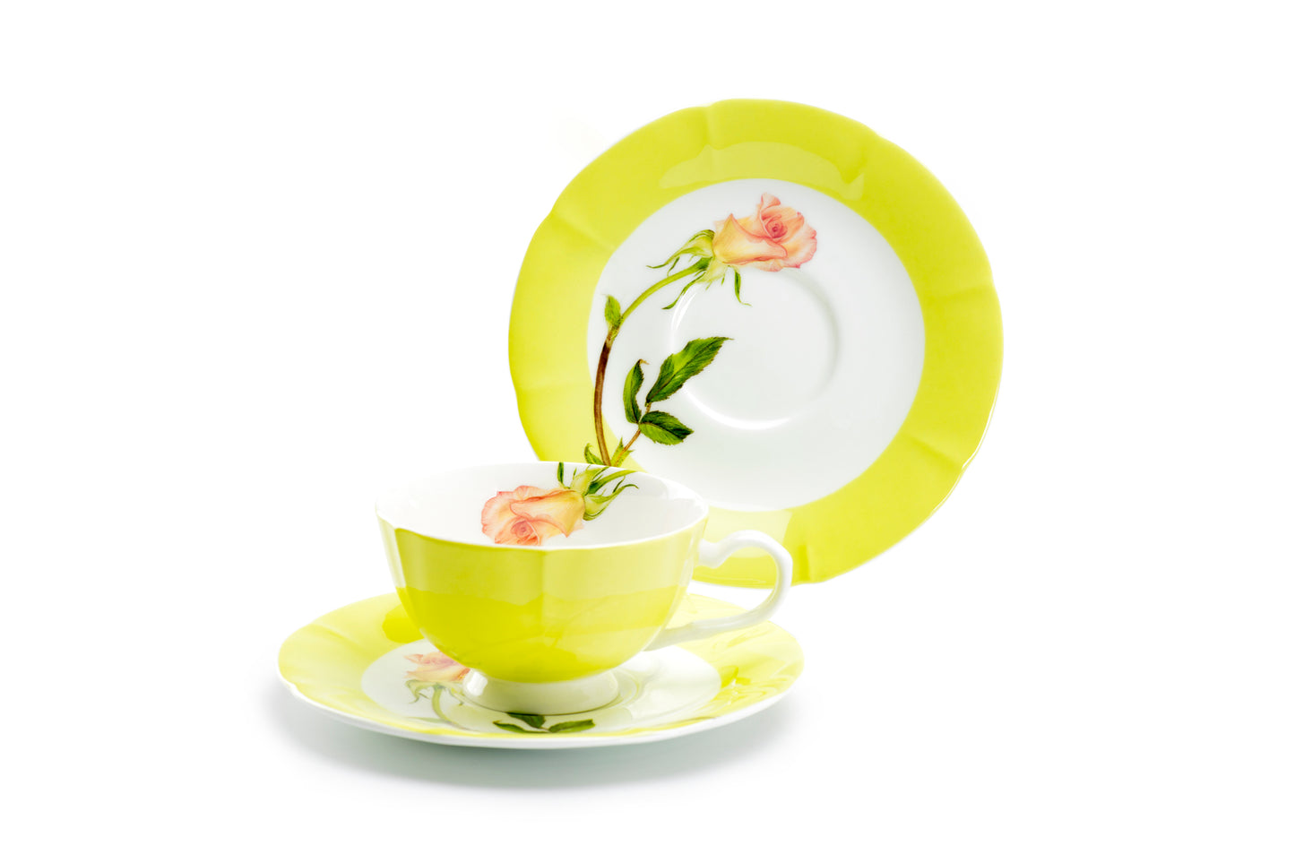 Stechcol Gracie Bone China Pink Rose Bud Bone China Tea Cup and Saucer Set