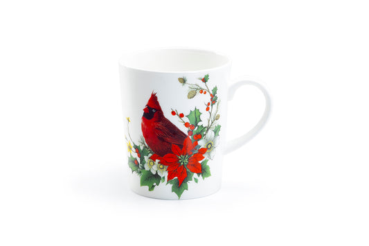 Stechcol Gracie Bone China Cardinal Poinsettia Bone China Mug Christmas mug Holiday mug