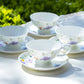 Stechcol Gracie Bone China Summer Meadow White Bone China Cup and Saucer Set of 4