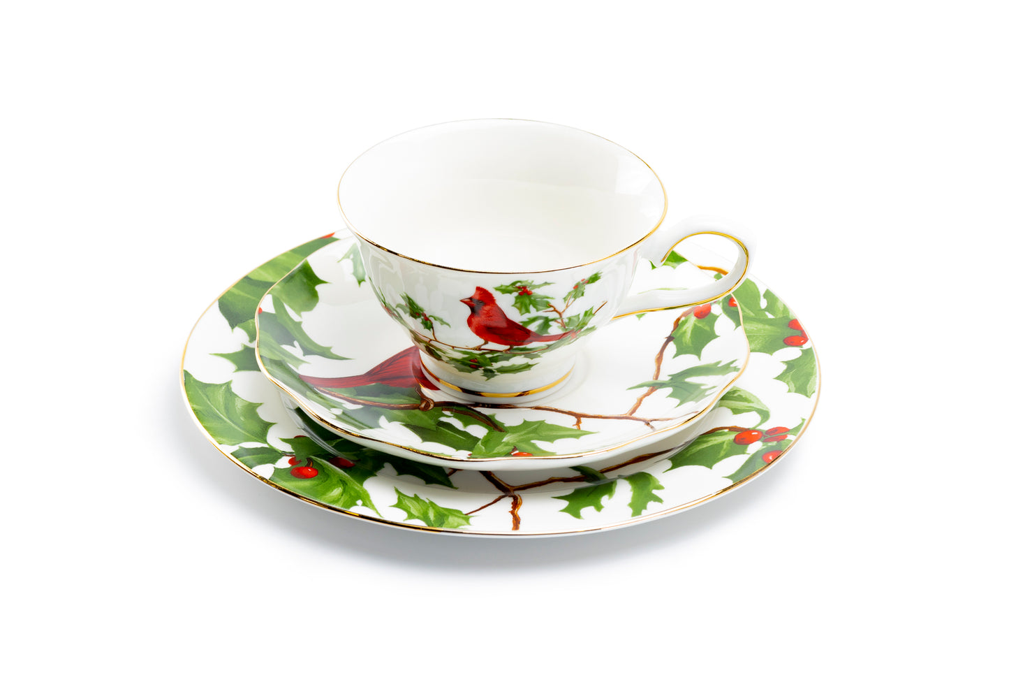Red Cardinal Fine Porcelain Tea Cup and Saucer