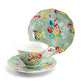 Grace Teaware Green Shabby Rose Fine Porcelain Tea Cup and Saucer Set