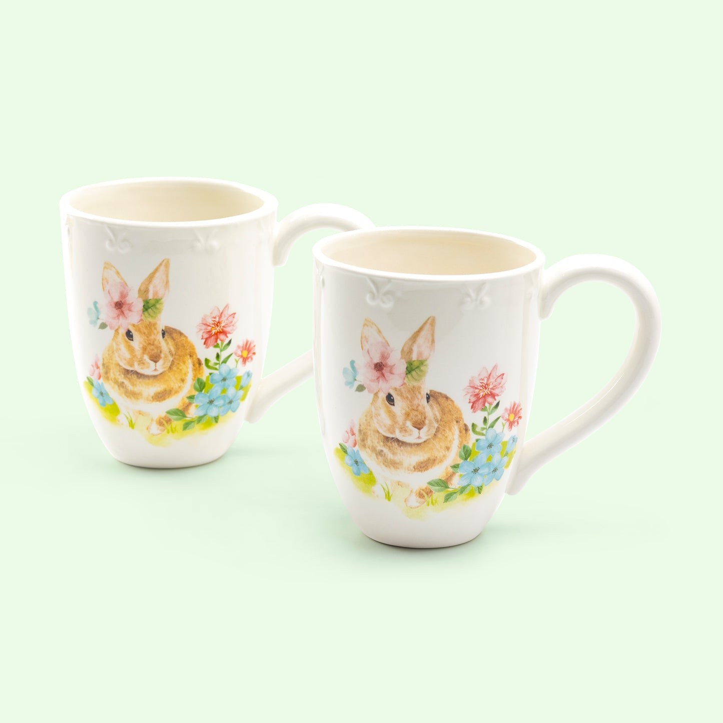 Grace Teaware Flower Bunny Mug Easter Mug Set of 2
