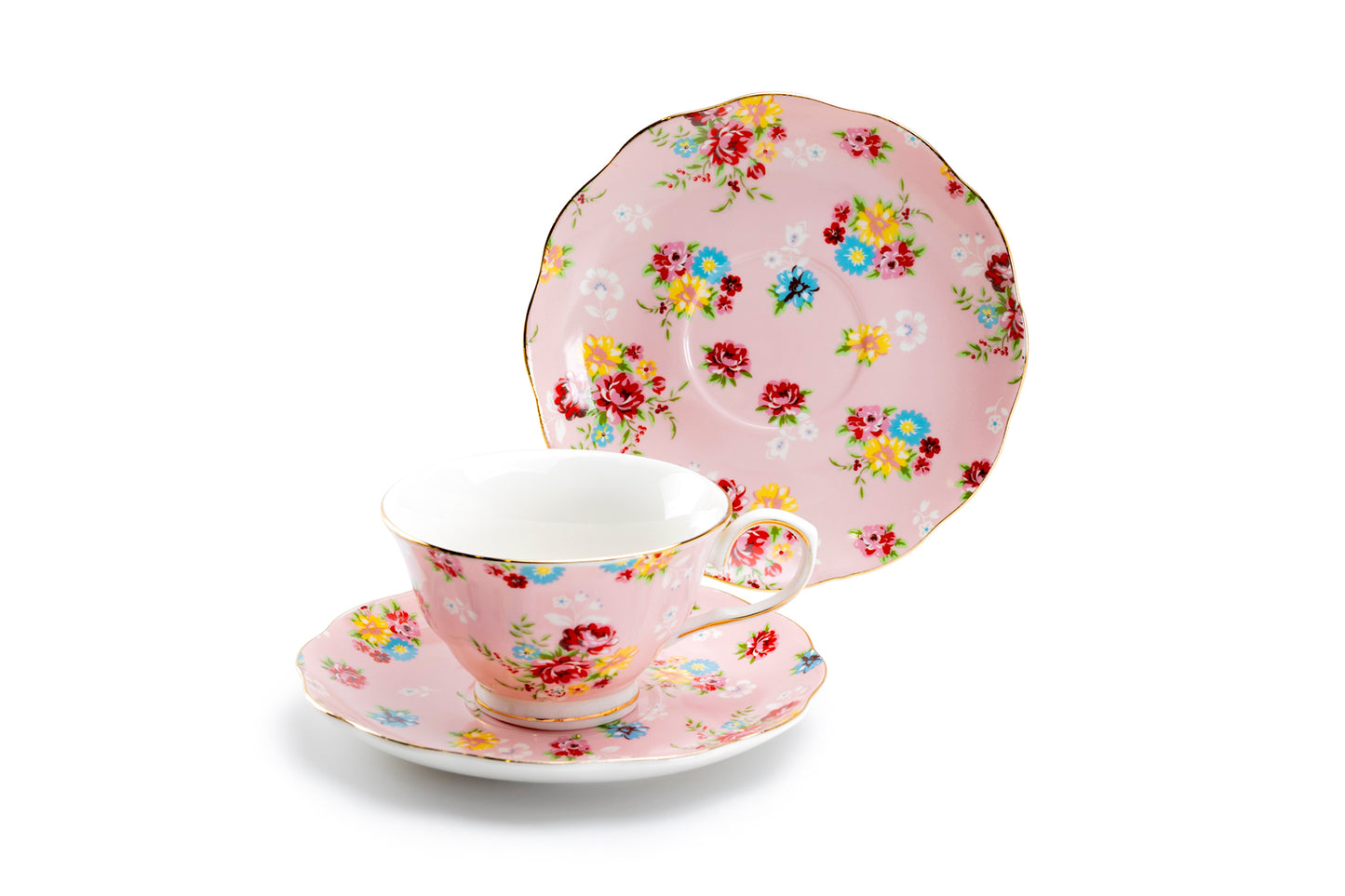 Grace Teaware Pink Shabby Rose Fine Porcelain Tea Cup and Saucer Set