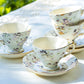Grace Teaware Holiday Snowman Fine Porcelain Tea Cup and Saucer Set of 4
