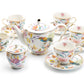 Grace Teaware Spring Flowers with Hummingbird Fine Porcelain Tea Set