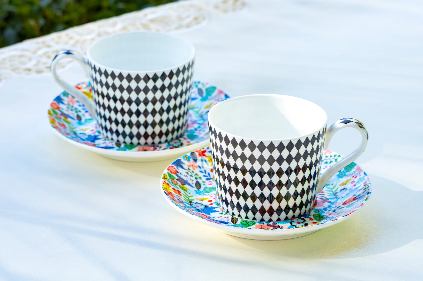 Stechcol Gracie Bone China Mad Hatter Bone China Cup and Saucer set of 2