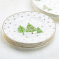Grace Teaware 8" Christmas Pine Trees Fine Porcelain Salad / Dessert Plate Set