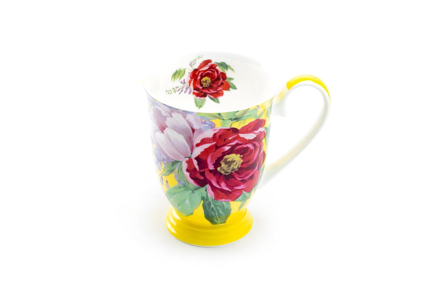 Stechcol Gracie Bone China Peony Bloom Yellow Bone China Footed Mug