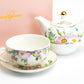 Pink Hollyhock Fine Porcelain Tea For One Set