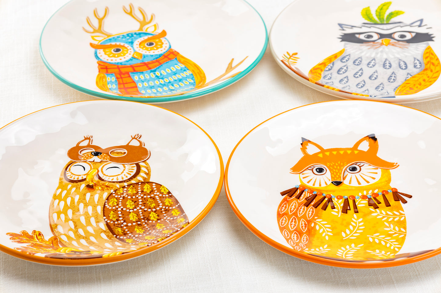 Gracie China Shop 8.5" Assorted Cute Owls Salad / Dessert Plate