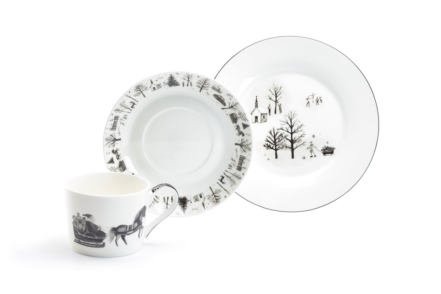 Winter Wonderland Santa Carriage Bone China Tea Set