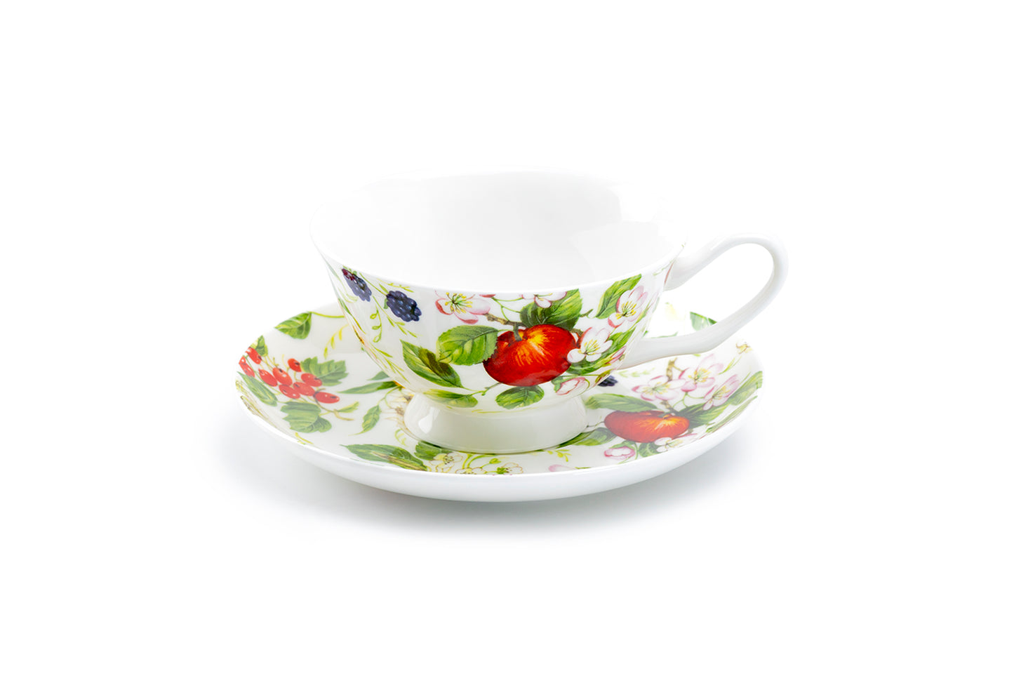 Stechcol Gracie Bone China Fruits Garden Bone China Tea Cup and Saucer