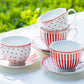 Grace Teaware Red Josephine Stripes and Dots Fine Porcelain Tea Cup and Saucer Set