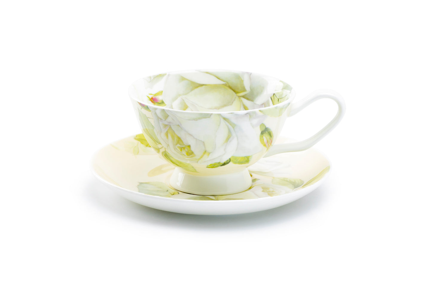 Stechcol Gracie Bone China Iceberg Rose Bone China Tea Cup and Saucer