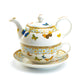 Grace Teaware Butterflies with Blue Ornament Fine Porcelain Tea For One
