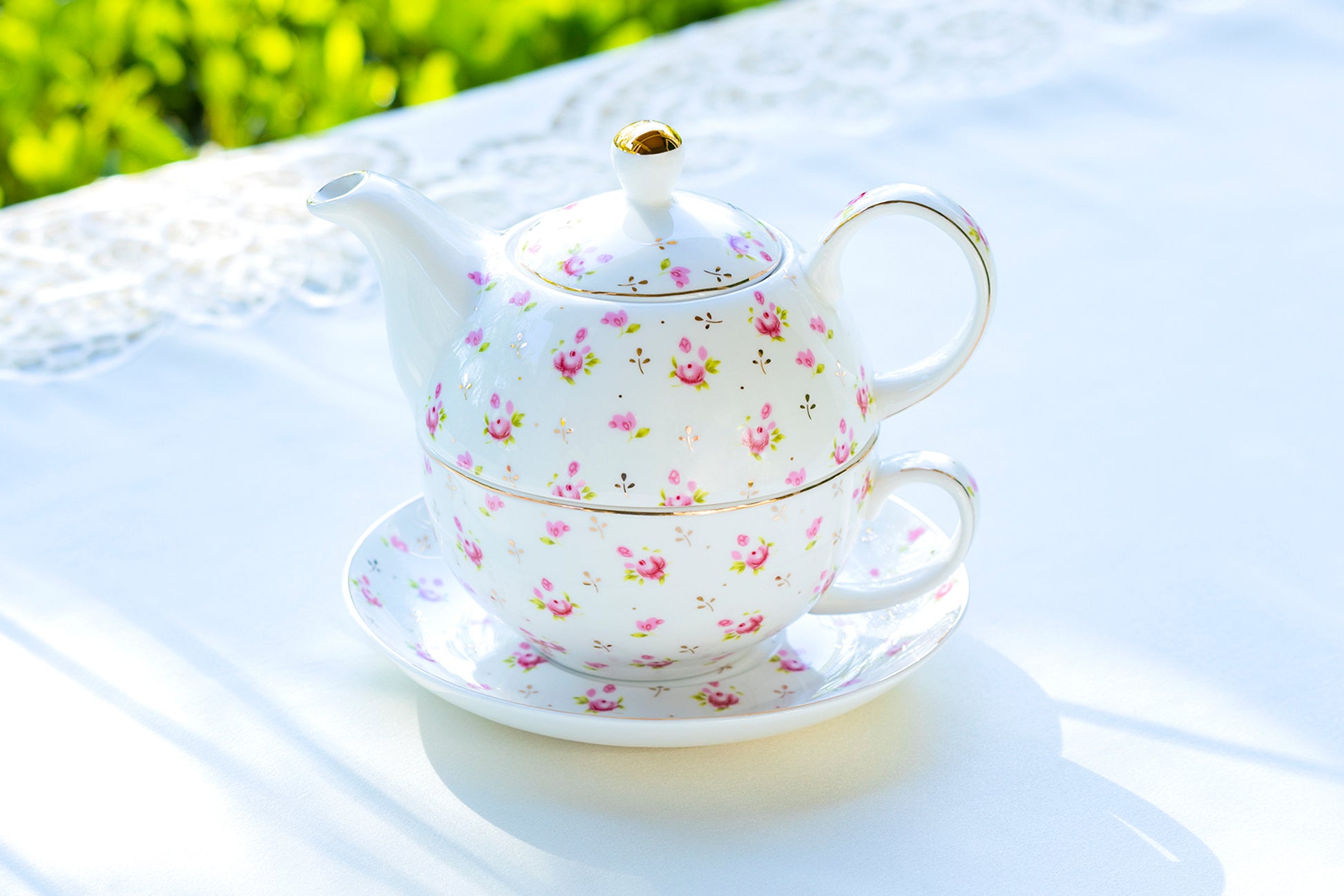 Grace Rose Bud Fine Porcelain Tea For One Set