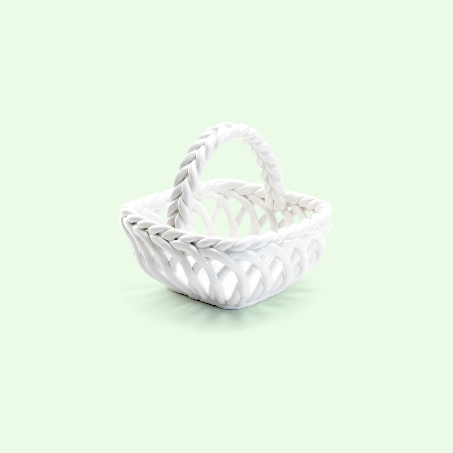 Grace Assorted Color Braided Fine Porcelain Easter Small Basket White