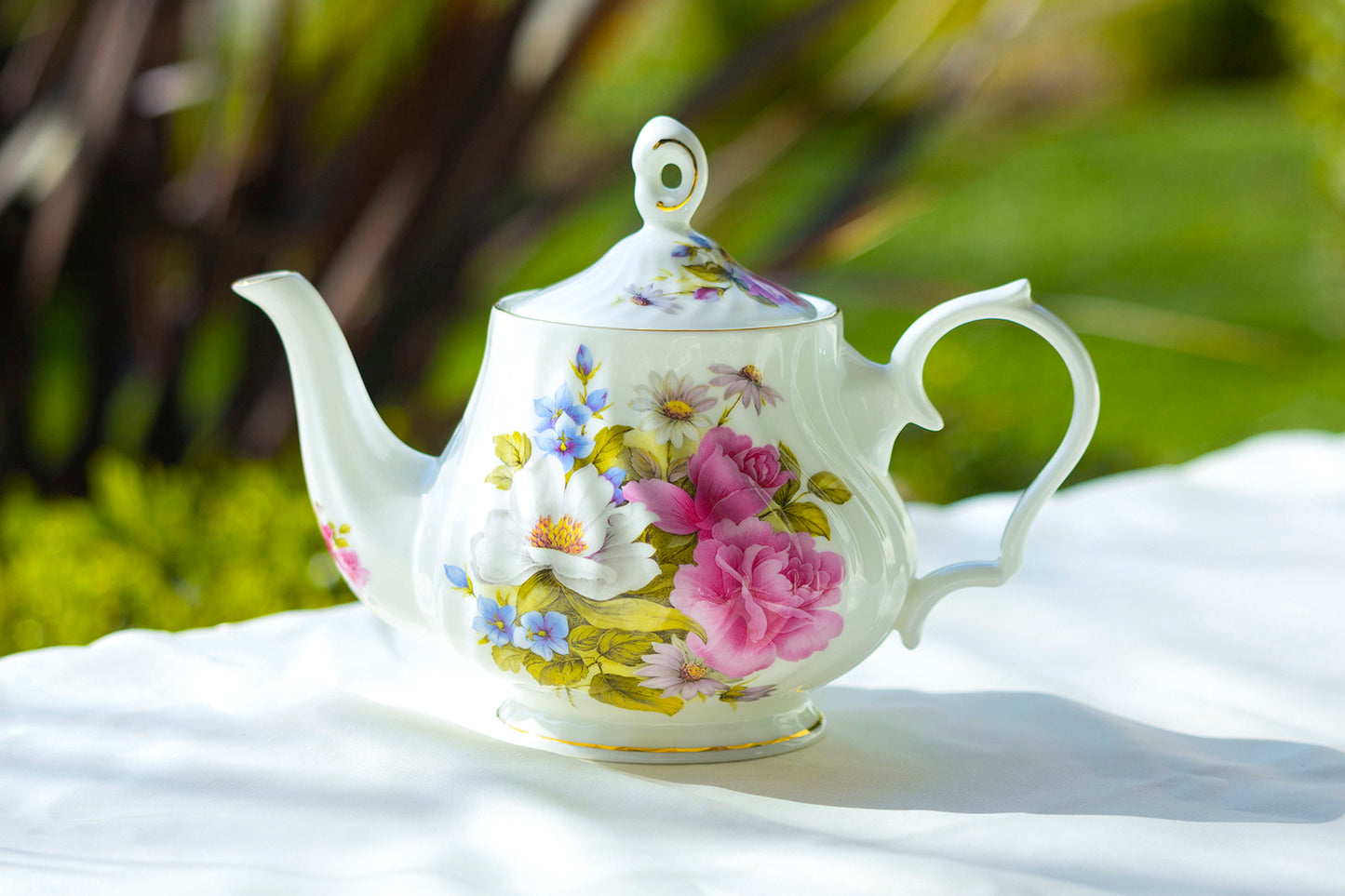 Pink Rose Bone China 11-Piece Tea Set