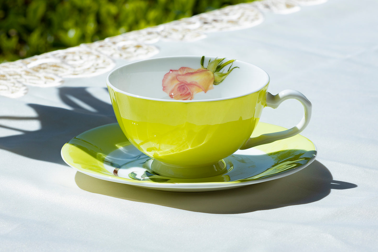 Pink Rose Bud Bone China Tea Cup and Saucer