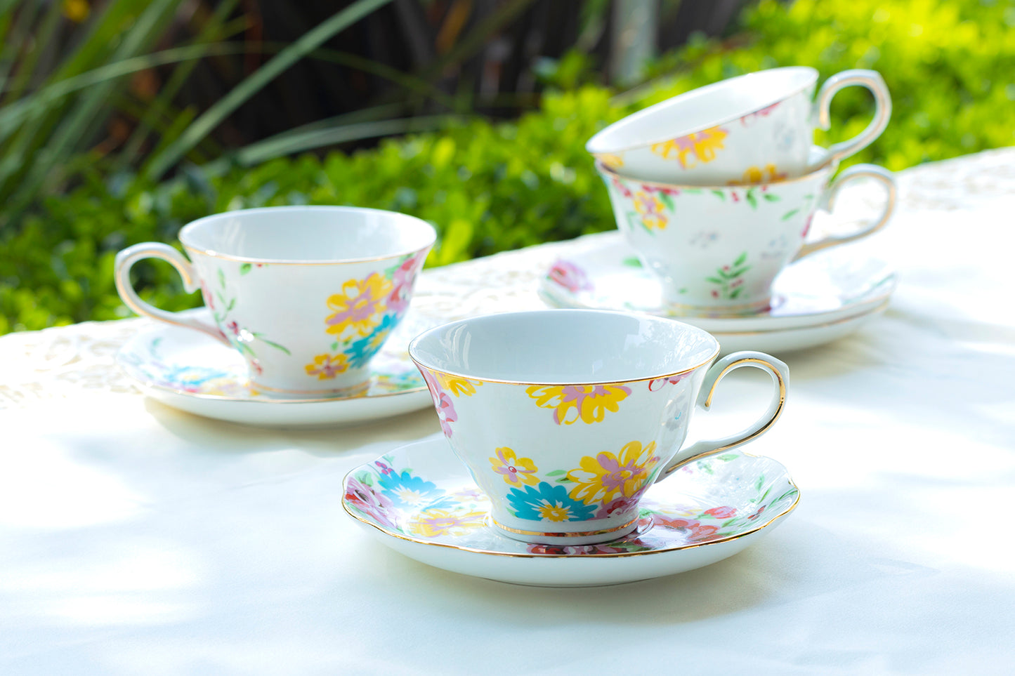 Shabby Rose Fine Porcelain Tea Cup and Saucer