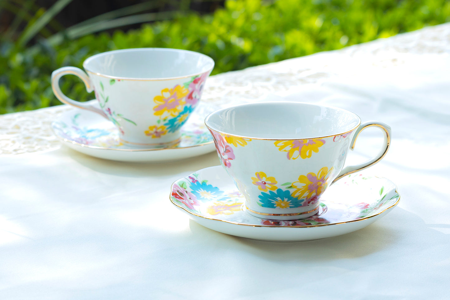 Shabby Rose Fine Porcelain Tea Cup and Saucer