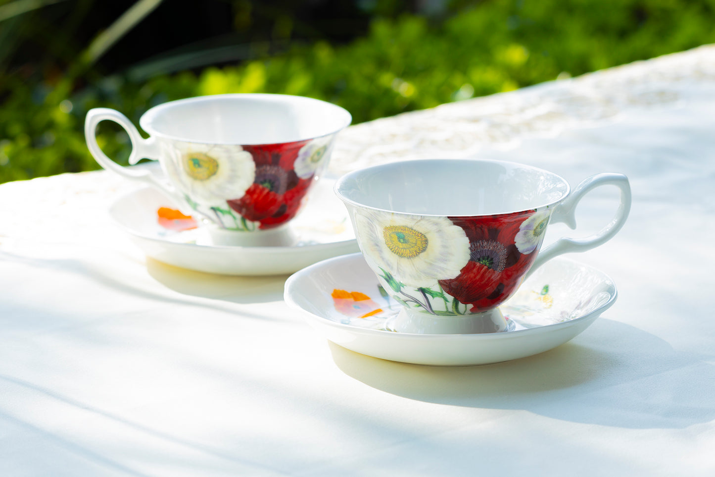 Poppy Field Bone China Tea Cup and Saucer