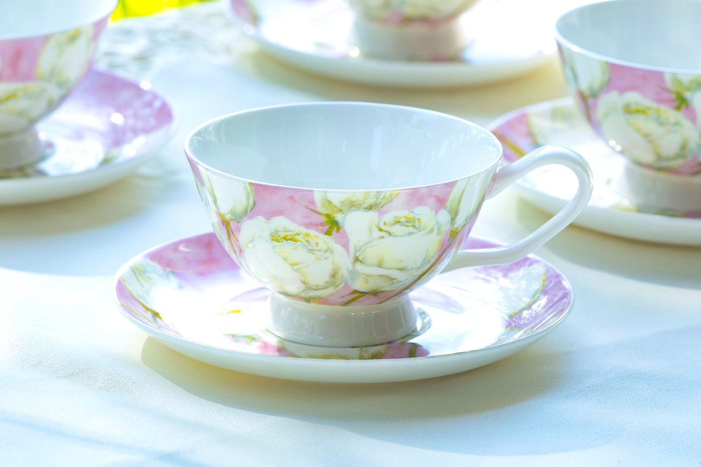 Gracie Bone China Rose Pink Tea Cup and Saucer