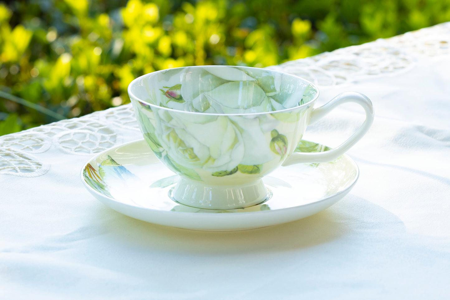 Iceberg Rose Bone China Tea Cup and Saucer