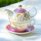 Pink Gold Scroll Fine Porcelain Tea For One Set