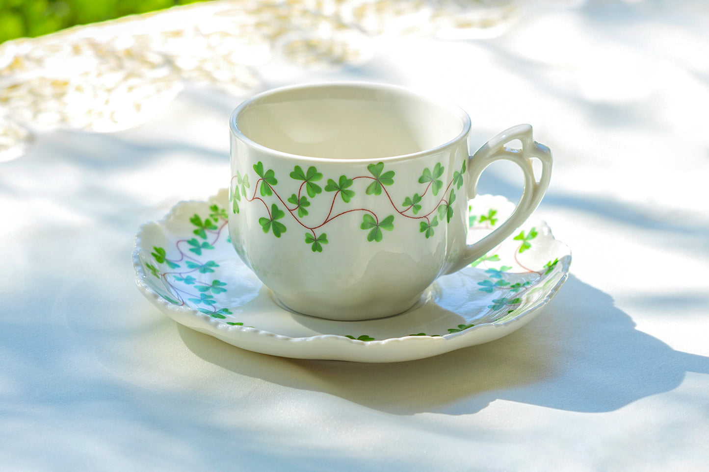 Grace Teaware Shamrock Fine Porcelain Tea Cup and Saucer Set of 1