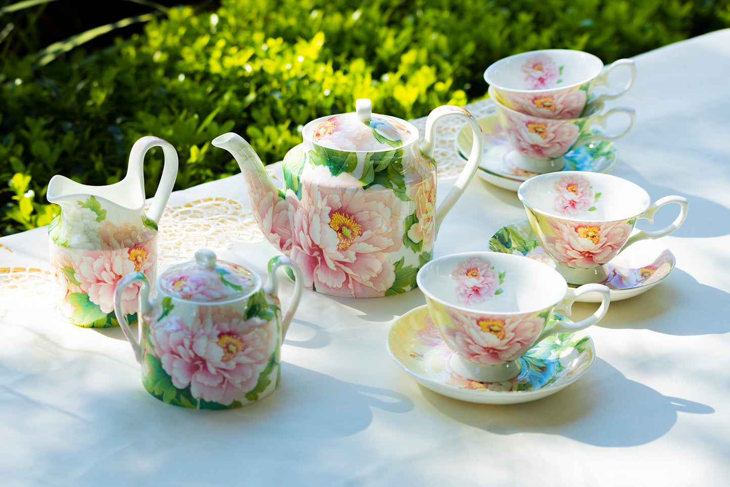 Grace Bone China Stechcol Peony Tea Set