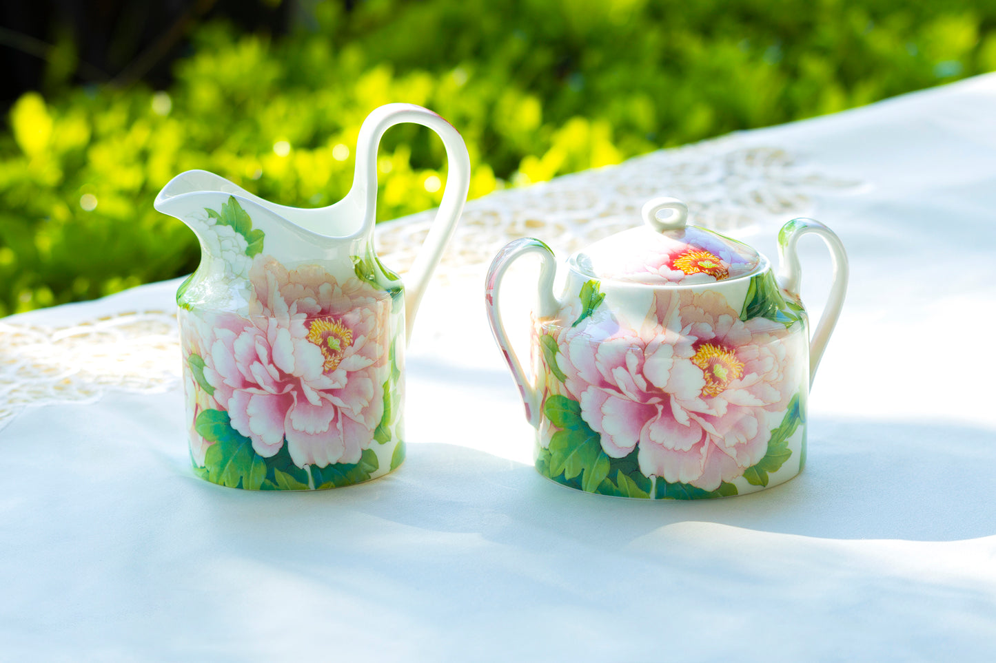 Gracie Bone China Empire Peony Bone China Sugar Bowl & Creamer